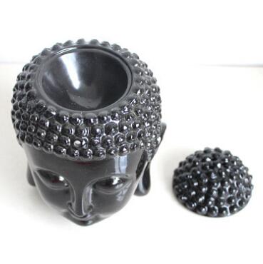 Black and White Buddha Head Essential Oil Burner