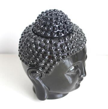 Black and White Buddha Head Essential Oil Burner
