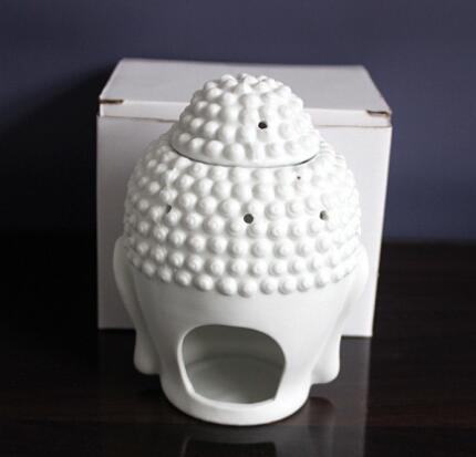 Black and White Buddha Head Essential Oil Burner