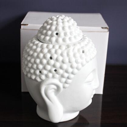 Black and White Buddha Head Essential Oil Burner