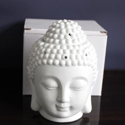 Black and White Buddha Head Essential Oil Burner