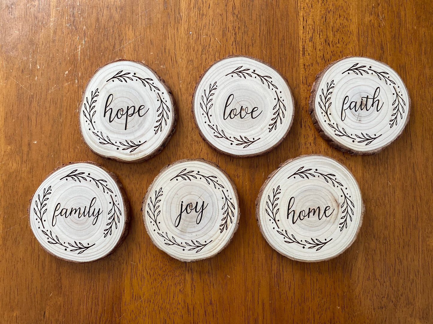 Engraved Serenity Wood Coaster Set