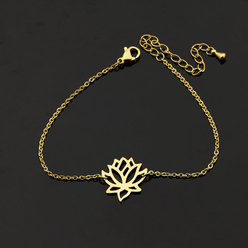 Stainless steel lotus bracelet