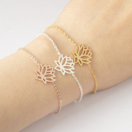 Stainless steel lotus bracelet
