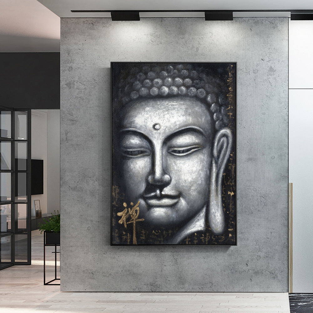 Oil painting of Buddha statue