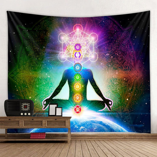 Boho Yoga Meditation Colorful Chakra Decorative Tapestry