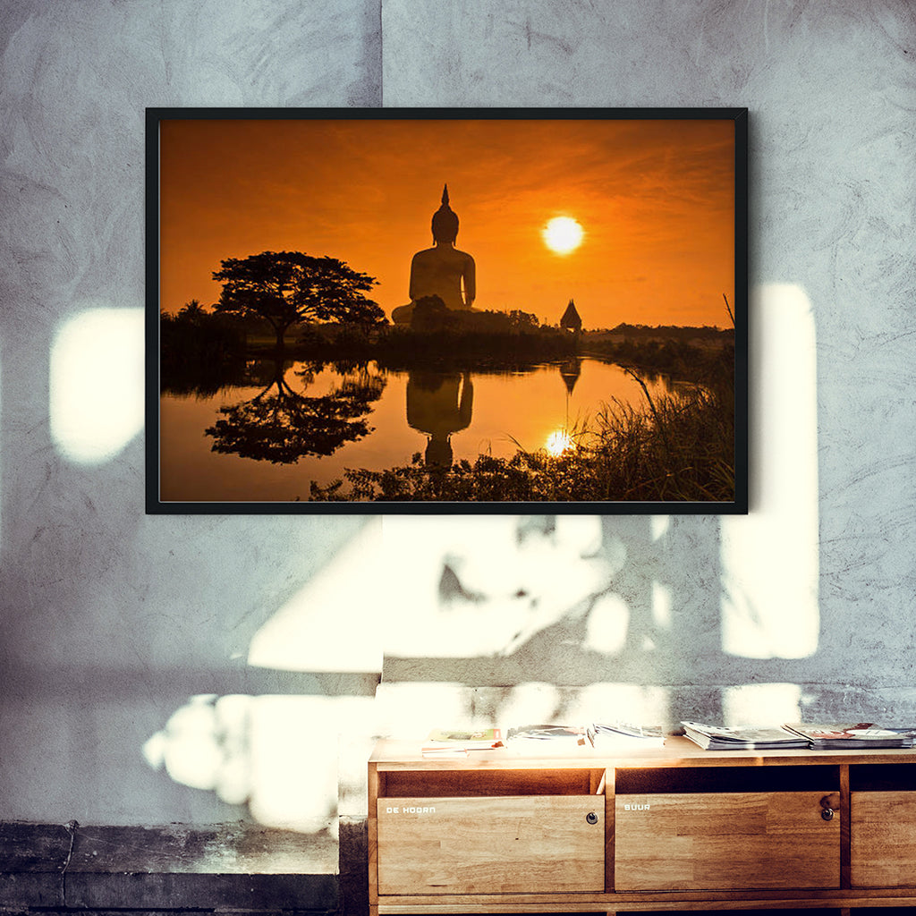 Sunset With Buddha - Meditation Wall Art