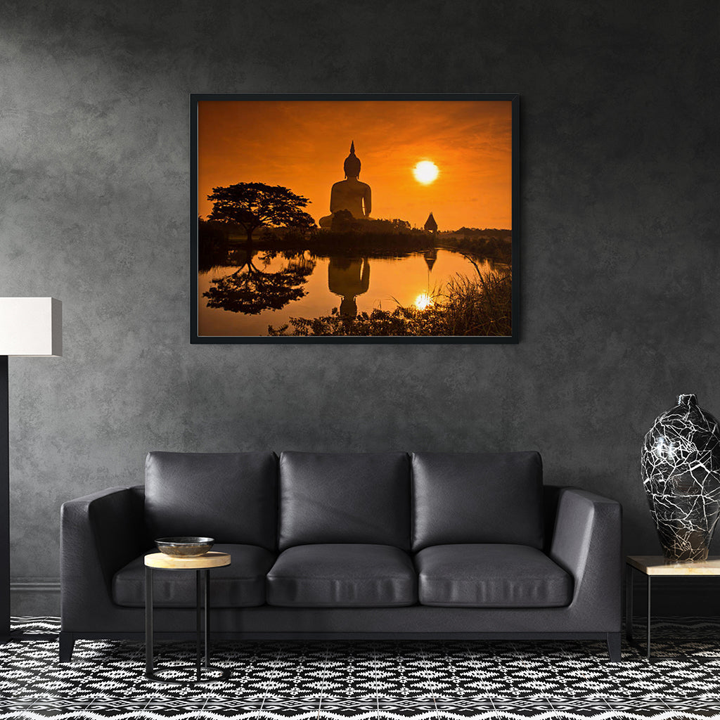 Sunset With Buddha - Meditation Wall Art