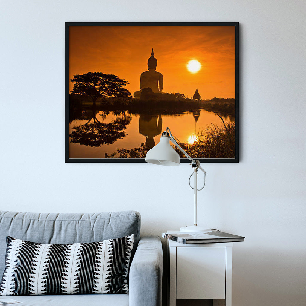 Sunset With Buddha - Meditation Wall Art