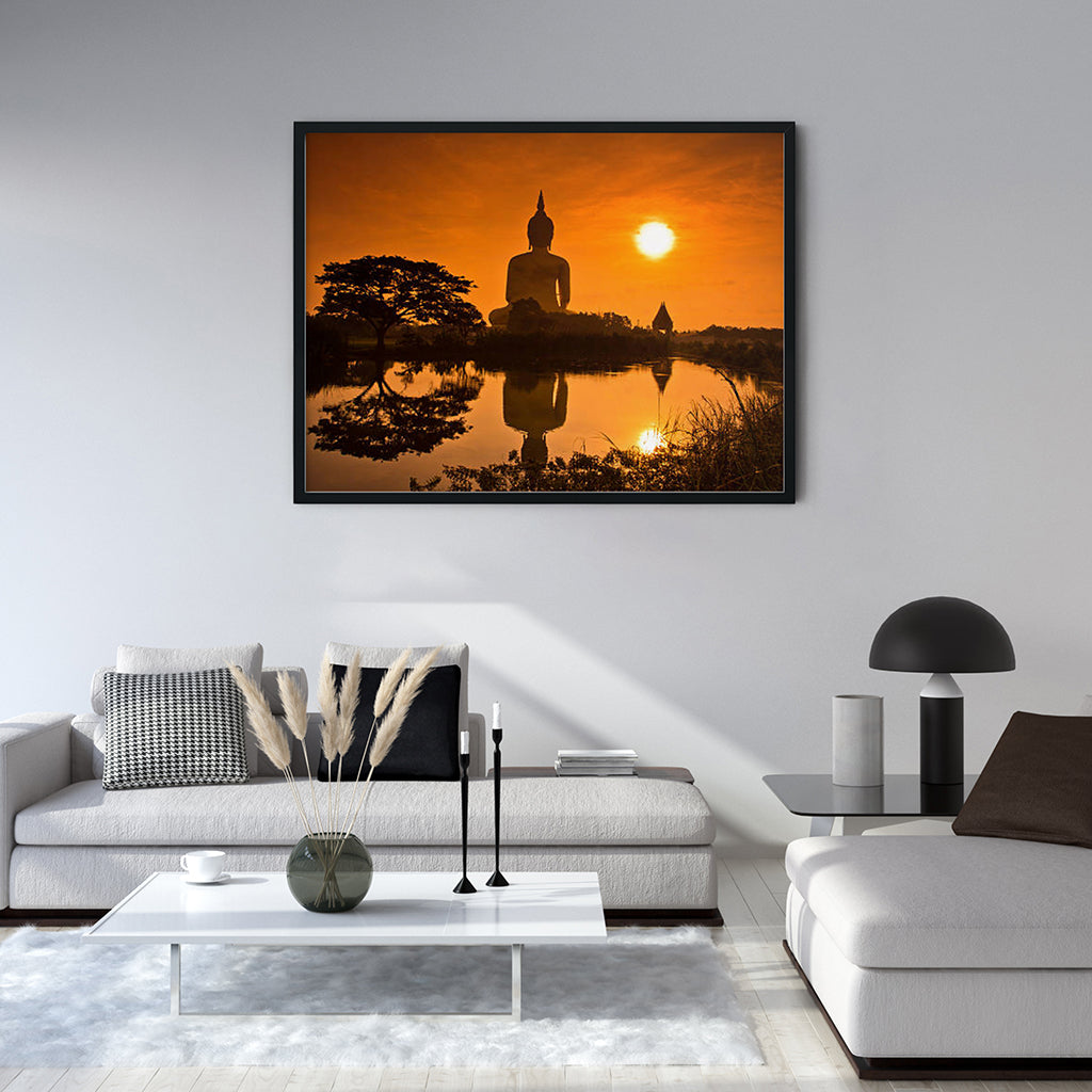 Sunset With Buddha - Meditation Wall Art