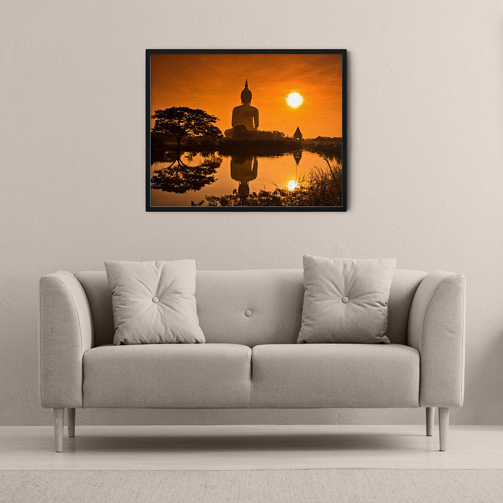 Sunset With Buddha - Meditation Wall Art