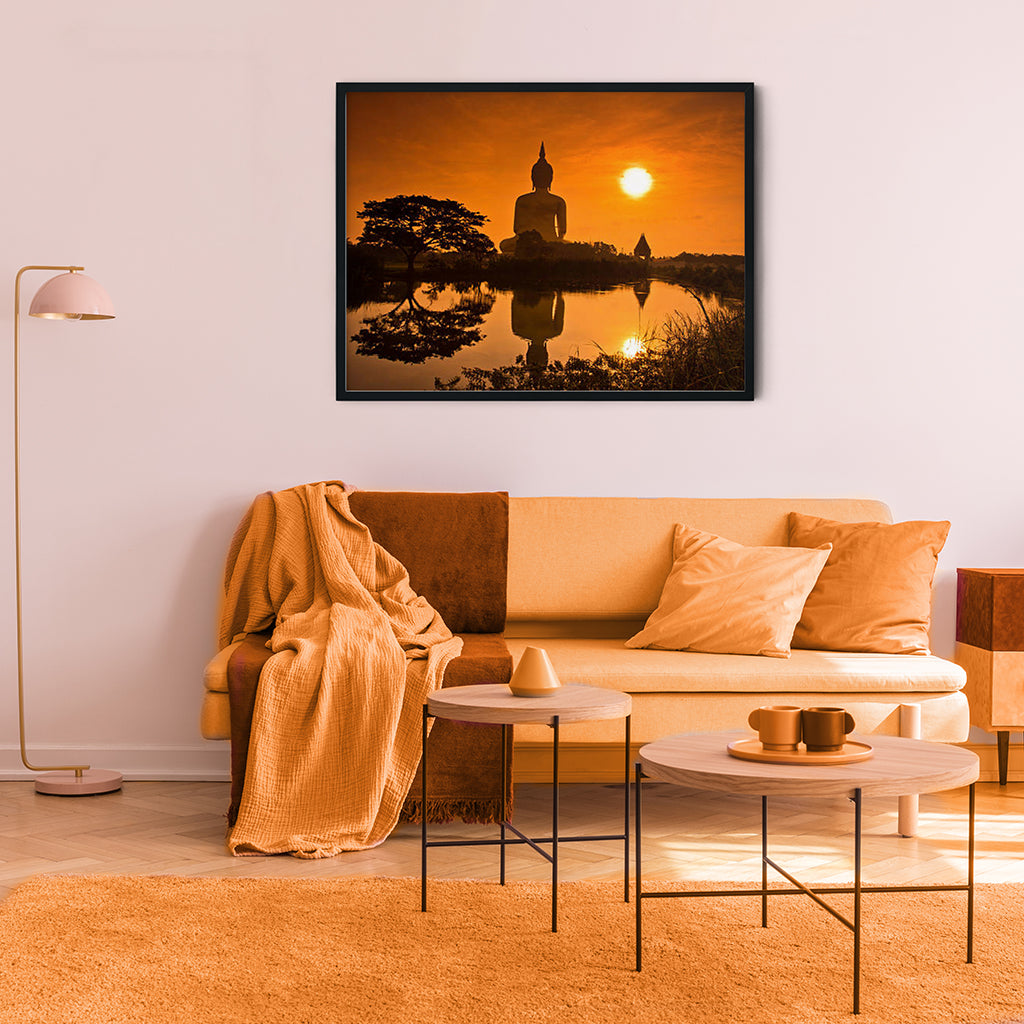 Sunset With Buddha - Meditation Wall Art