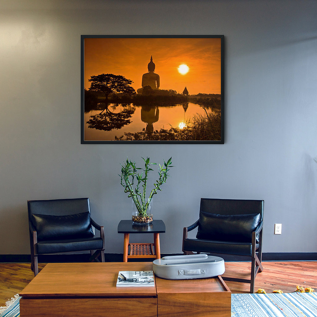 Sunset With Buddha - Meditation Wall Art